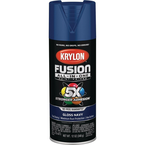 K02714007 Krylon Fusion All-In-One Gloss Spray Paint & Primer, Navy