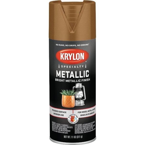 K01708A77 Krylon Metallic 12 Oz. Gloss Spray Paint, Brass