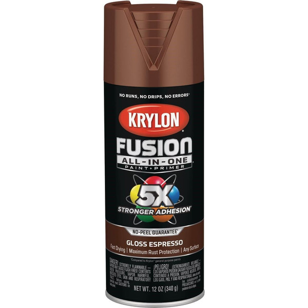 K02707007 Krylon Fusion All-In-One Gloss Spray Paint & Primer, Espresso