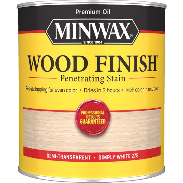 700524444 Minwax Wood Finish Penetrating Stain, Simply White, 1 Qt.