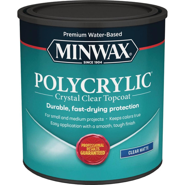 622224444 Minwax Polycrylic 1 Qt. Matte Water Based Protective Finish