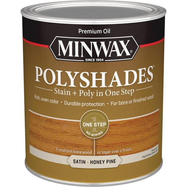 61310444 Minwax Polyshades 1 Qt. Satin Stain & Finish Polyurethane In 1-Step, Honey Pine