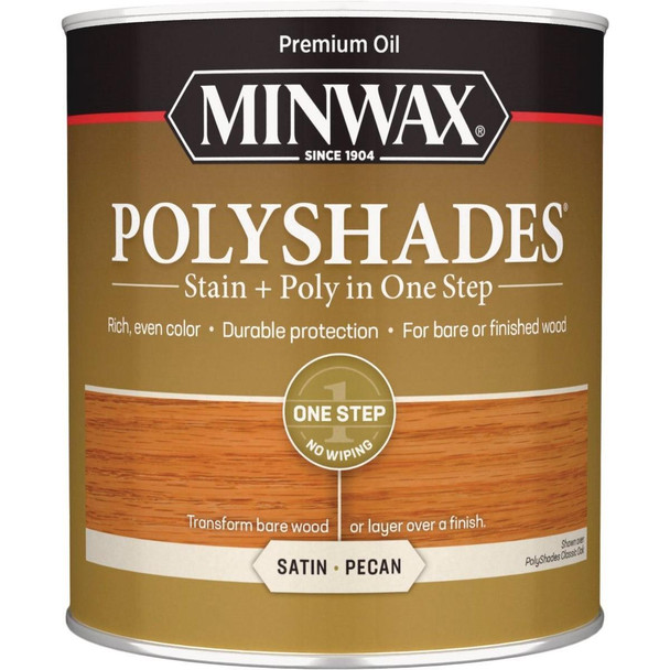 61320444 Minwax Polyshades 1 Qt. Satin Stain & Finish Polyurethane In 1-Step, Pecan