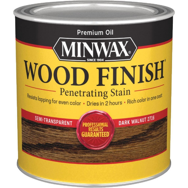 227164444 Minwax Wood Finish Penetrating Stain, Dark Walnut, 1/2 Pt.