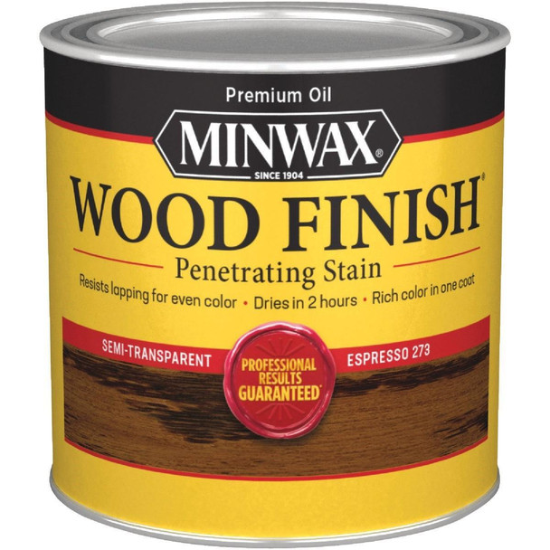 227634444 Minwax Wood Finish Penetrating Stain, Espresso, 1/2 Pt.