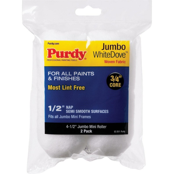 14G624013 Purdy White Dove 4-1/2 In. x 1/2 In. Jumbo Mini Woven Fabric Roller Cover (2-Pack)