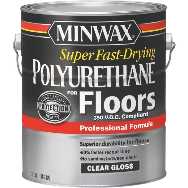 130230000 Minwax Clear Gloss VOC Fast Drying Polyurethane For Floor, 1 Gal.