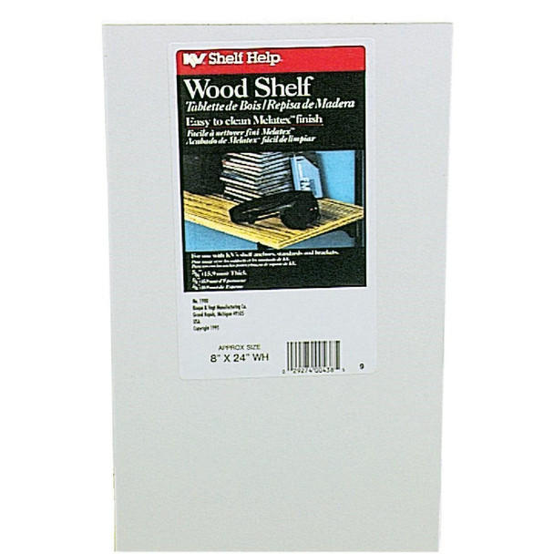 1980WH8X24 Knape & Vogt 8 In. x 24 In. White All-Purpose Shelf