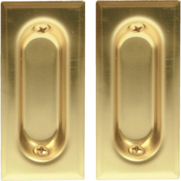 40-3PPK2 Johnson Hardware 3 In. Rectangular Brass Flush Pocket Door Pull (2-Count)