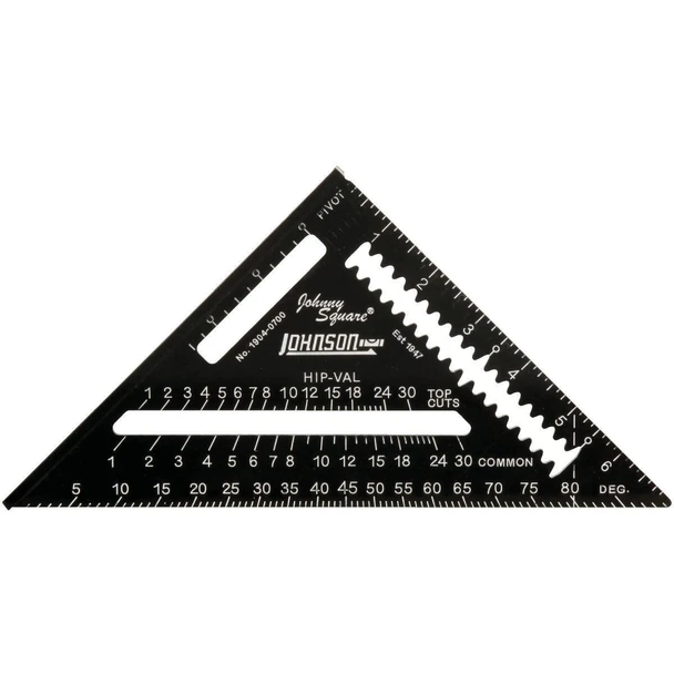 1904-0700 Johnson Level Johnny Square 7 In. Aluminum Professional Easy-Read Rafter Square