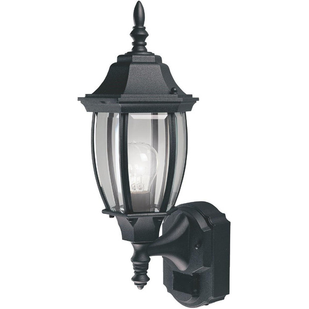 HZ-4192-BKA Heath Zenith Black Incandescent Dusk-To-Dawn/Motion Activated Outdoor Wall Light Fixture
