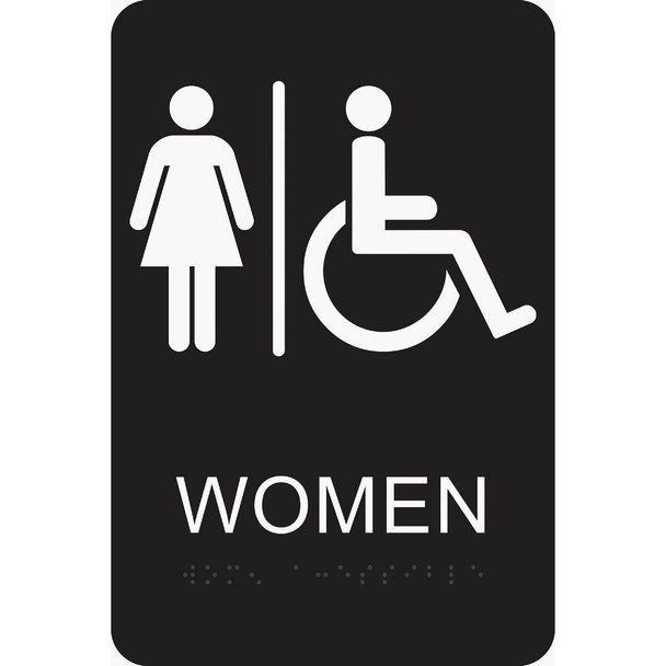 DB-2 Hy-Ko Deco Series Plastic Braille Restroom Sign, Women Handicapped