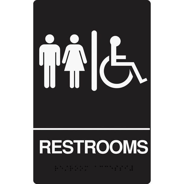DB-5 Hy-Ko Deco Series Plastic Braille Sign, Restrooms Handicapped