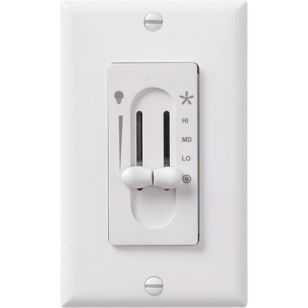 27182 Hunter White 3-Speed/Full Range Dimmer Dual Slide Fan Control Switch