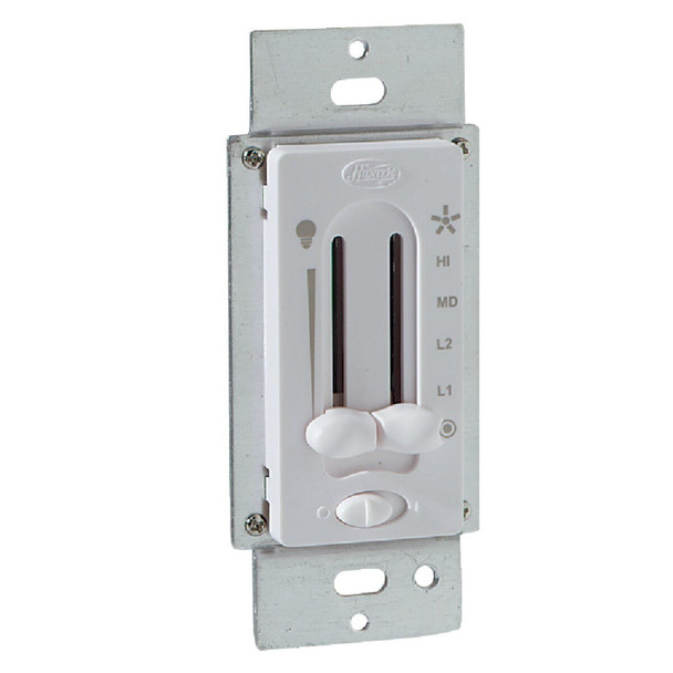 27183 Hunter White 4-Speed/Full Range Dimmer Dual Slide Fan Control Switch
