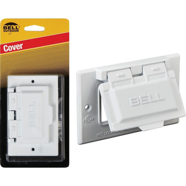 5101-6 Bell Single Gang Horizontal GFCI Aluminum White Weatherproof Outdoor Electrical Cover