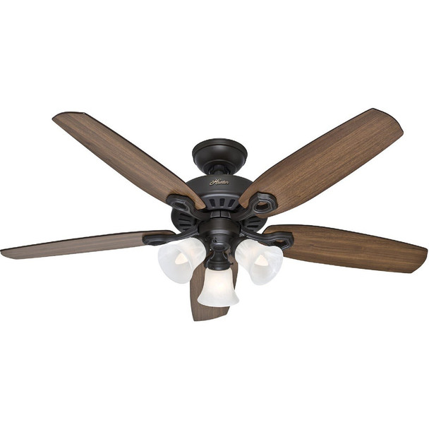 53238 Hunter Builders Plus 52 In. New Bronze Ceiling Fan with Light Kit