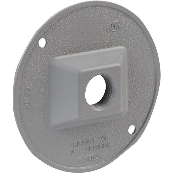 5193-0 Bell 1-Outlet Round Zing Gray Cluster Outdoor Box Cover, Shrink Wrapped