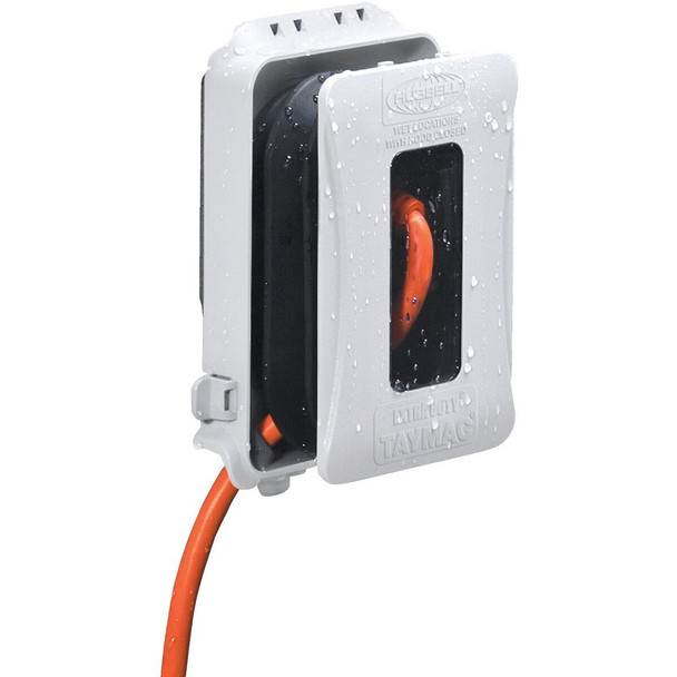 ML500W Hubbell Single Gang Vertical/Horizontal Mount White Expandable In-Use Outdoor Outlet Cover