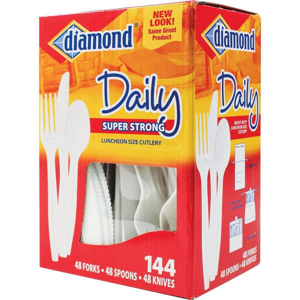 41426-10065 Diamond Heavy-Duty Plastic Cutlery Set (144-Piece)