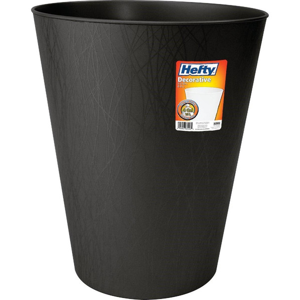 HFT-672075-4 Hefty 2.3 Gal. Black Wastebasket