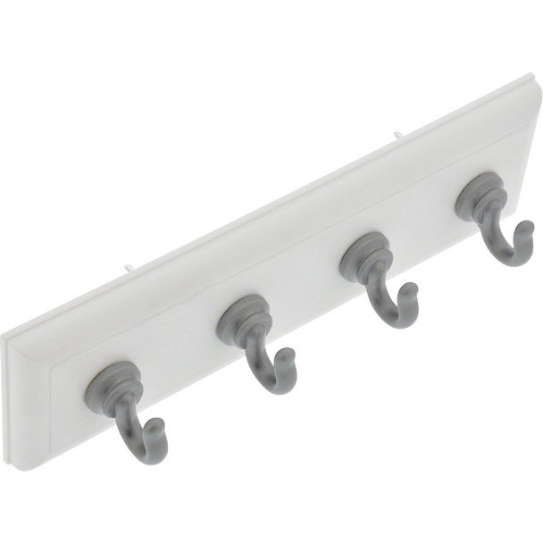 515812 Hillman High and Mighty 10 Lb. Capacity White Key Rail with Silver Hooks