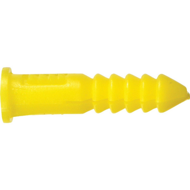370326 Hillman #4 - #6 - #8 Thread x 7/8 In. Yellow Ribbed Plastic Anchor (100 Ct.)
