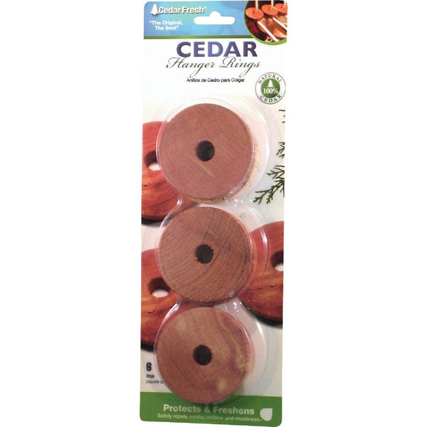 HH14306 Cedar Fresh .375 In. H. x 2 In. Dia. Cedar Hanger Rings (6-Pack)