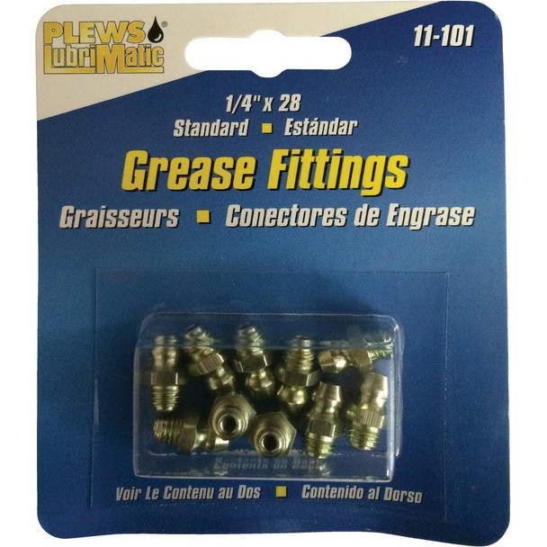 11-101  Plews Lubrimatic Straight Angle 1/4"-28 Grease Fitting