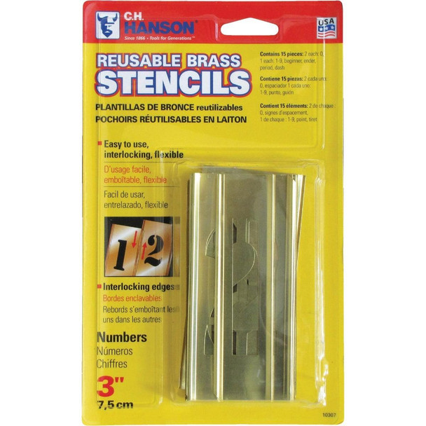 10307 CH Hanson 3 In. Numeral Stencil Set (15 Piece)
