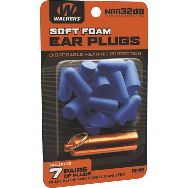GWP-PLGCAN-YL Walker's Soft Foam Neon Yellow Ear Plugs (7-Pair)