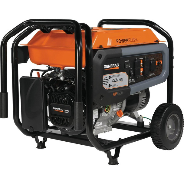 7680 Generac Co-Sense 6500W Gasoline Powered Recoil Pull Start Portable Generator