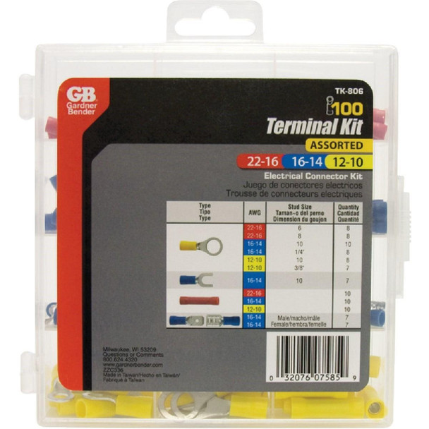 TK-806 Gardner Bender 22 to 10 AWG 100 Pieces Wire Terminal Kit