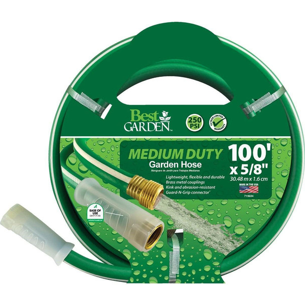 DBAW58100V2 Best Garden 5/8 In. Dia. x 100 Ft. L. Medium-Duty Vinyl Garden Hose W/Guard-N-Grip