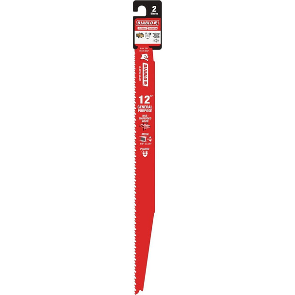 DS1214BGP2 Diablo Demo Demon 12 In. 8/14 TPI Wood and Metal Cutting Reciprocating Saw Blade (2-Pack)