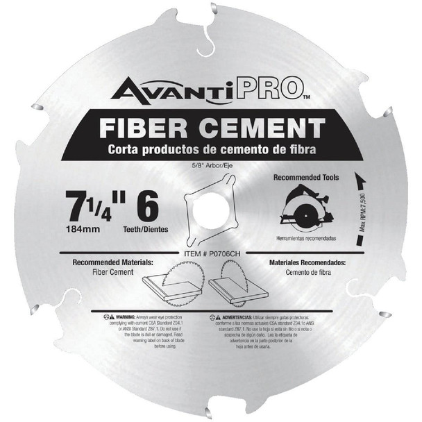 P0706CH AvantiPRO 7-1/4 In. 6-Tooth Fiber Cement Circular Saw Blade