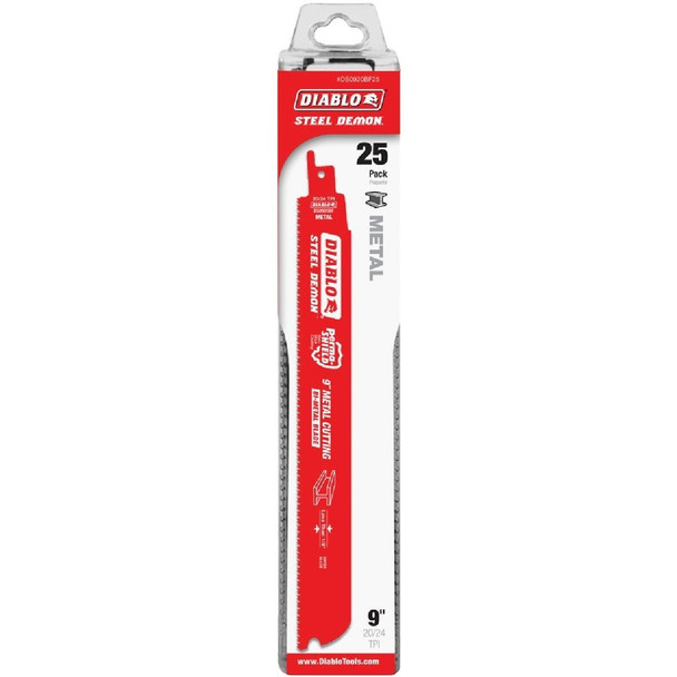 DS0920BF25 Diablo Steel Demon 9 In. 20/24 TPI Thin Metal Reciprocating Saw Blade (25-Pack)