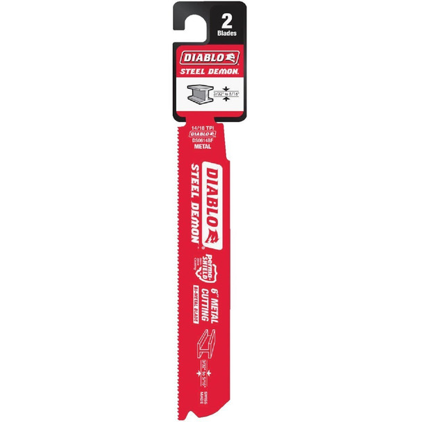 DS0614BF2 Diablo Steel Demon 6 In. 14/18 TPI Medium Metal Reciprocating Saw Blade (2-Pack)