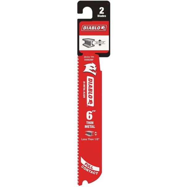 DS0620BF2 Diablo Steel Demon 6 In. 20/24 TPI Thin Metal Reciprocating Saw Blade (2-Pack)
