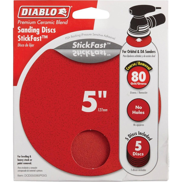 DCD050080P05G Diablo StickFast 5 In. 80 Grit Sanding Disc (5-Pack)