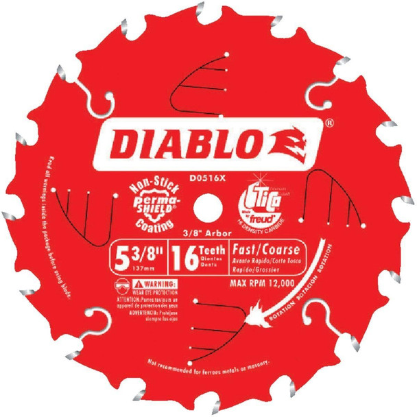 D0516X Diablo 5-3/8 In. 16-Tooth Fast Framing Circular Saw Blade