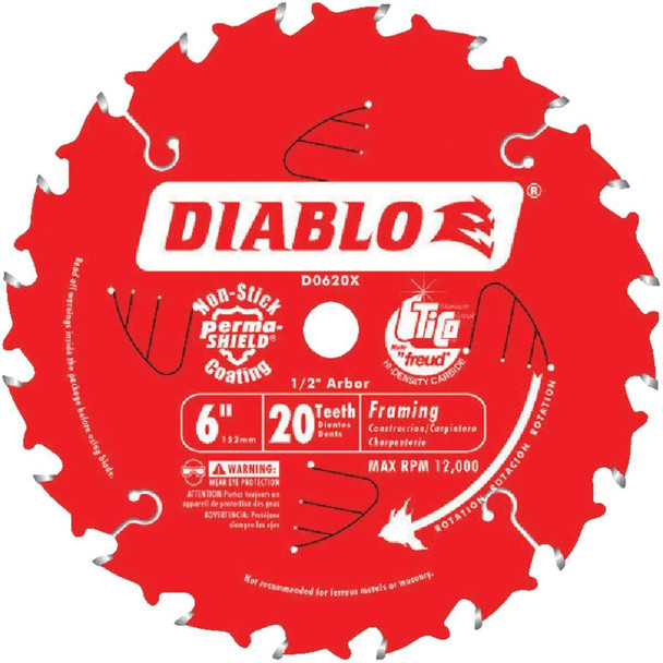 D0620X Diablo 6 In. 20-Tooth Framing Circular Saw Blade