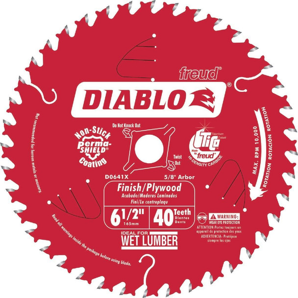 D0641X Diablo 6-1/2 In. 40-Tooth Finish/Plywood Circular Saw Blade