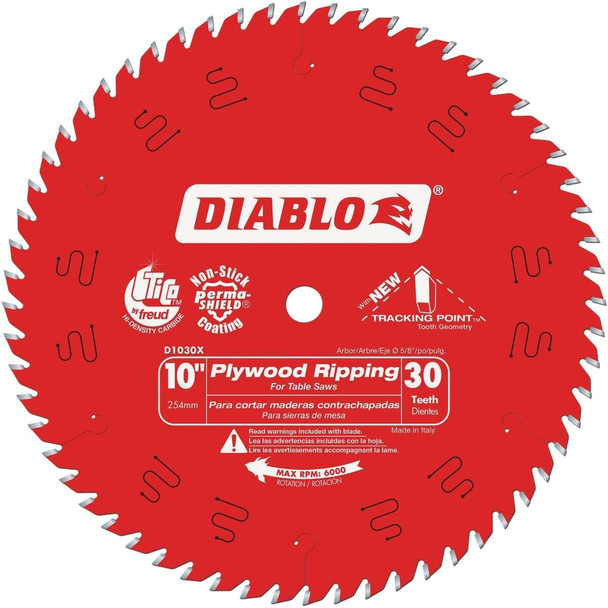 D1030X Diablo 10 In. 30-Tooth Plywood Ripping Circular Saw Blade