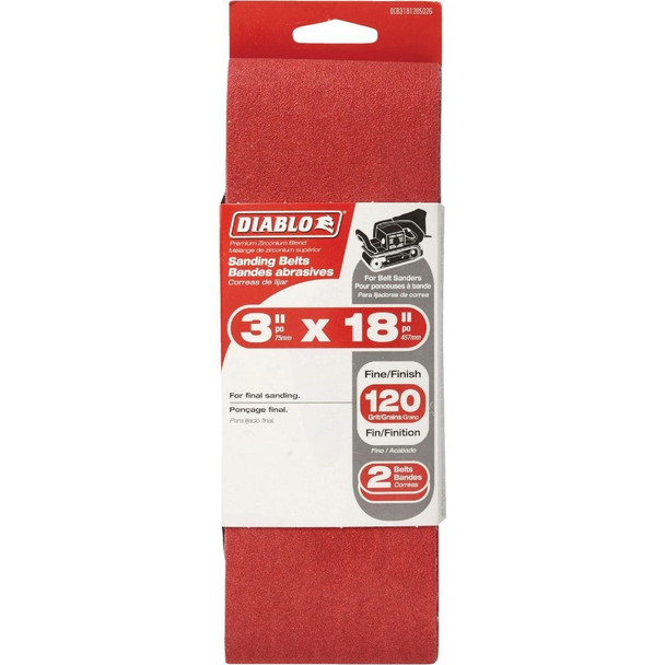 DCB318120S02G Diablo 3 In. x 18 In. 120 Grit General Purpose Sanding Belt (2-Pack)