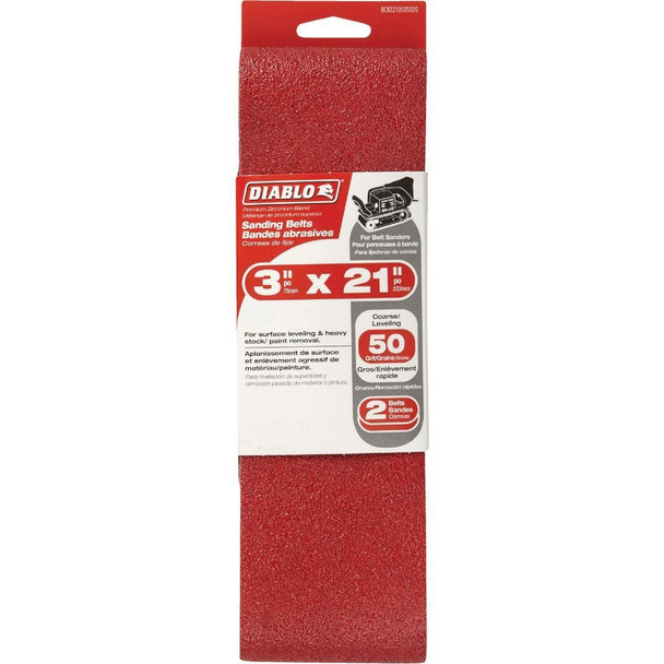 DCB321050S02G Diablo 3 In. x 21 In. 50 Grit General Purpose Sanding Belt (2-Pack)