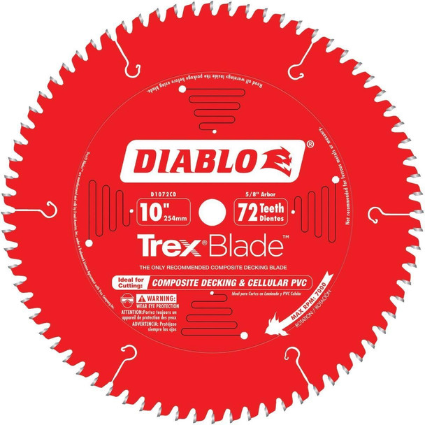 D1072CD Diablo Trex Blade 10 In. 72-Tooth Composite Decking & PVC Circular Saw Blade