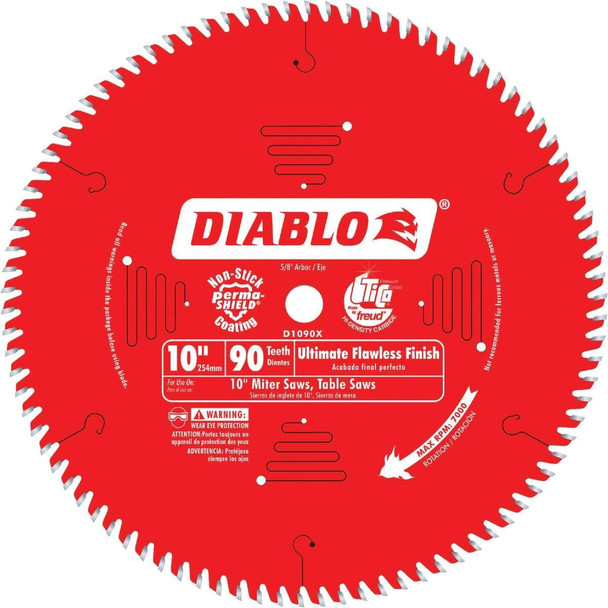 D1090X Diablo 10 In. 90-Tooth Flawless Finish Circular Saw Blade