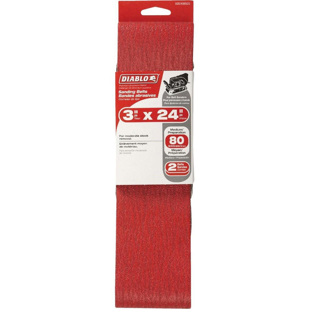 DCB324080S02G Diablo 3 In. x 24 In. 80 Grit General Purpose Sanding Belt (2-Pack)