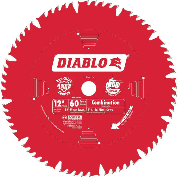 D1260X Diablo 12 In. 60-Tooth Combination Circular Saw Blade